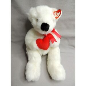 Ty Beanie Buddies Bear Romeo‎ White Valentines Day Heart Stuffed Plush 1997